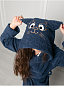 Детский халат махровый с вышивкой Синий / Котик