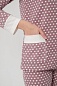 Пижама женская (жакет и брюки) из футера Салли / Горошек на кофе, экрю