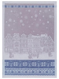 Полотенце с жаккардовым рисунком "Зимний город" / Синее с каймой