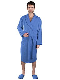 Мужской халат махровый цветной Светло-синий