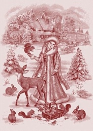 Полотенце с жаккардовым рисунком "Снегурочка" / Красное