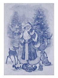 Полотенце с жаккардовым рисунком "Дед мороз" / Синее